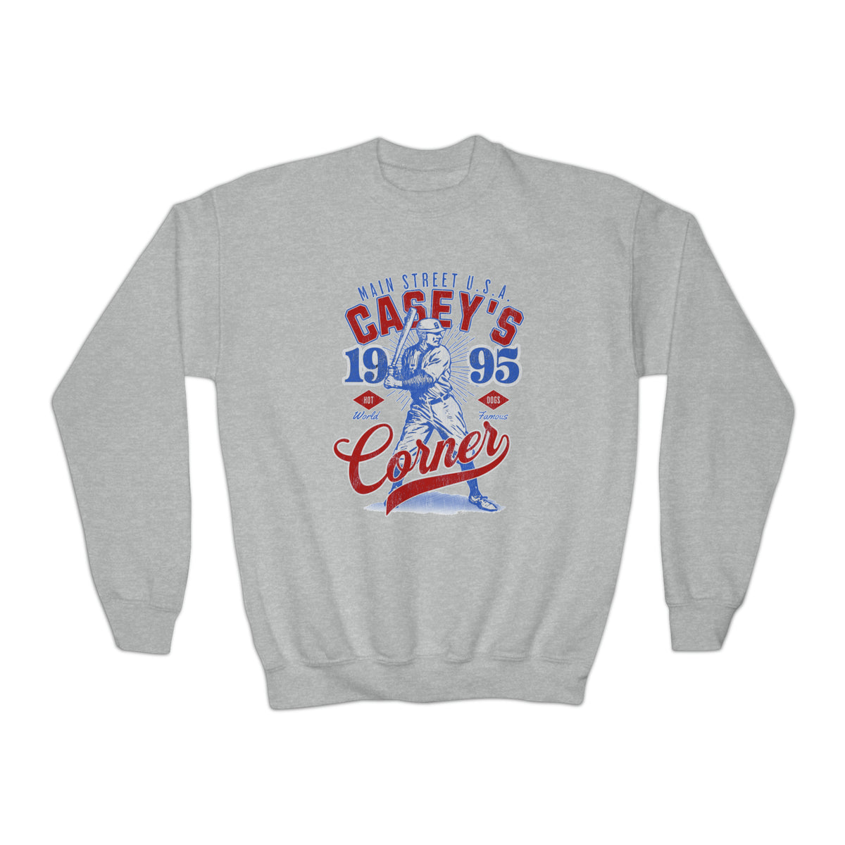 Casey’s Corner Distressed Gildan Youth Crewneck Sweatshirt