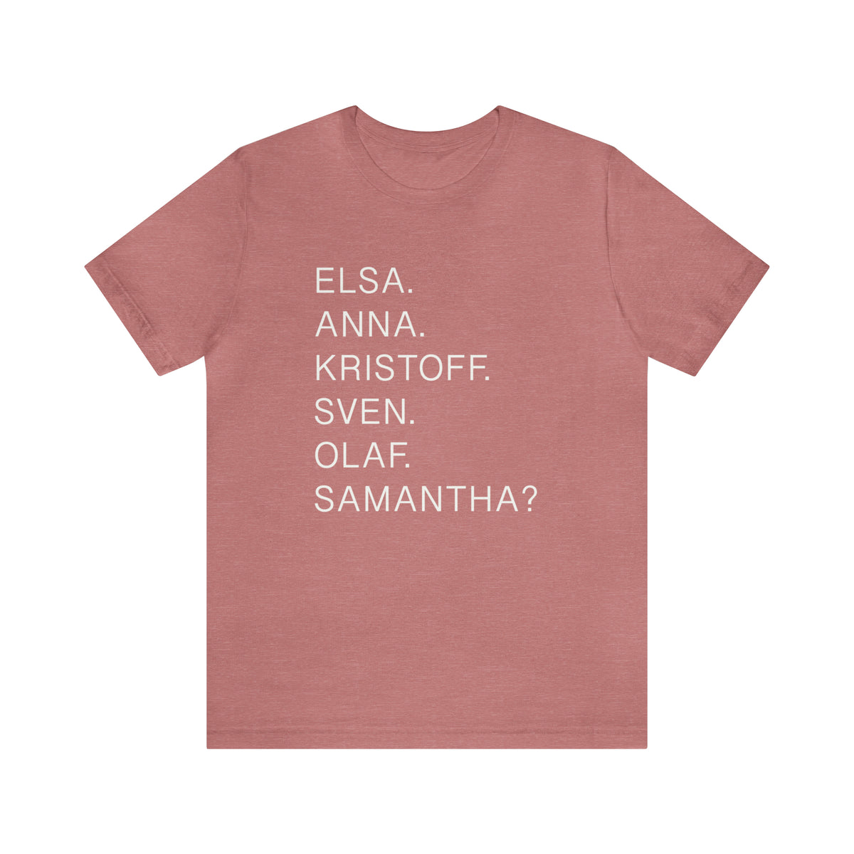 Frozen Character Names Bella Canvas Unisex Jersey Short Sleeve Tee