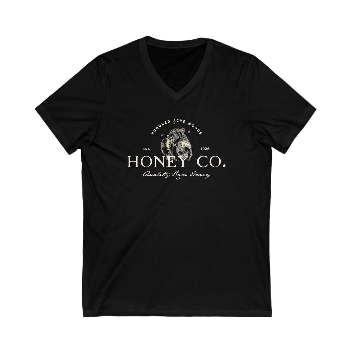 Hundred Acre Woods Honey Co. Bella Canvas Unisex Jersey Short Sleeve V-Neck Tee