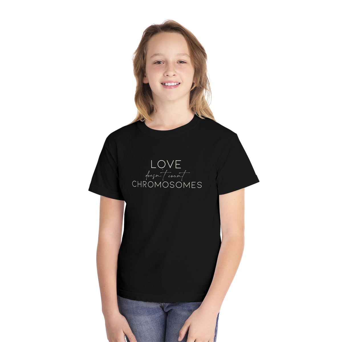 Love Doesn’t Count Chromosomes Comfort Colors Youth Midweight Tee