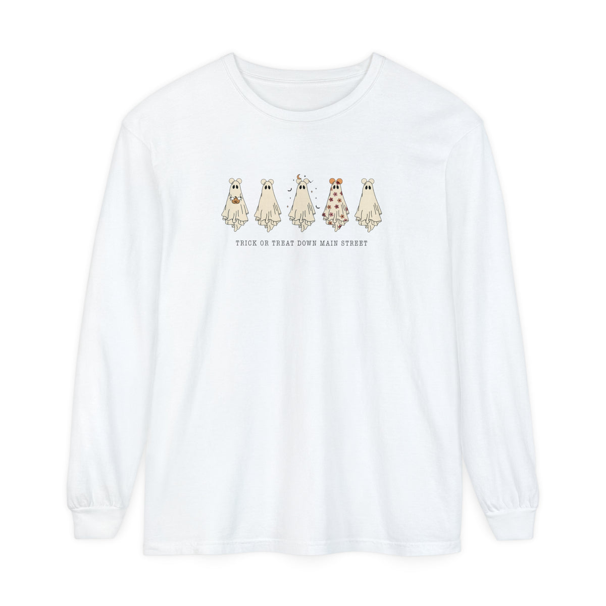 Trick or Treat Down Main Street Comfort Colors Unisex Garment-dyed Long Sleeve T-Shirt