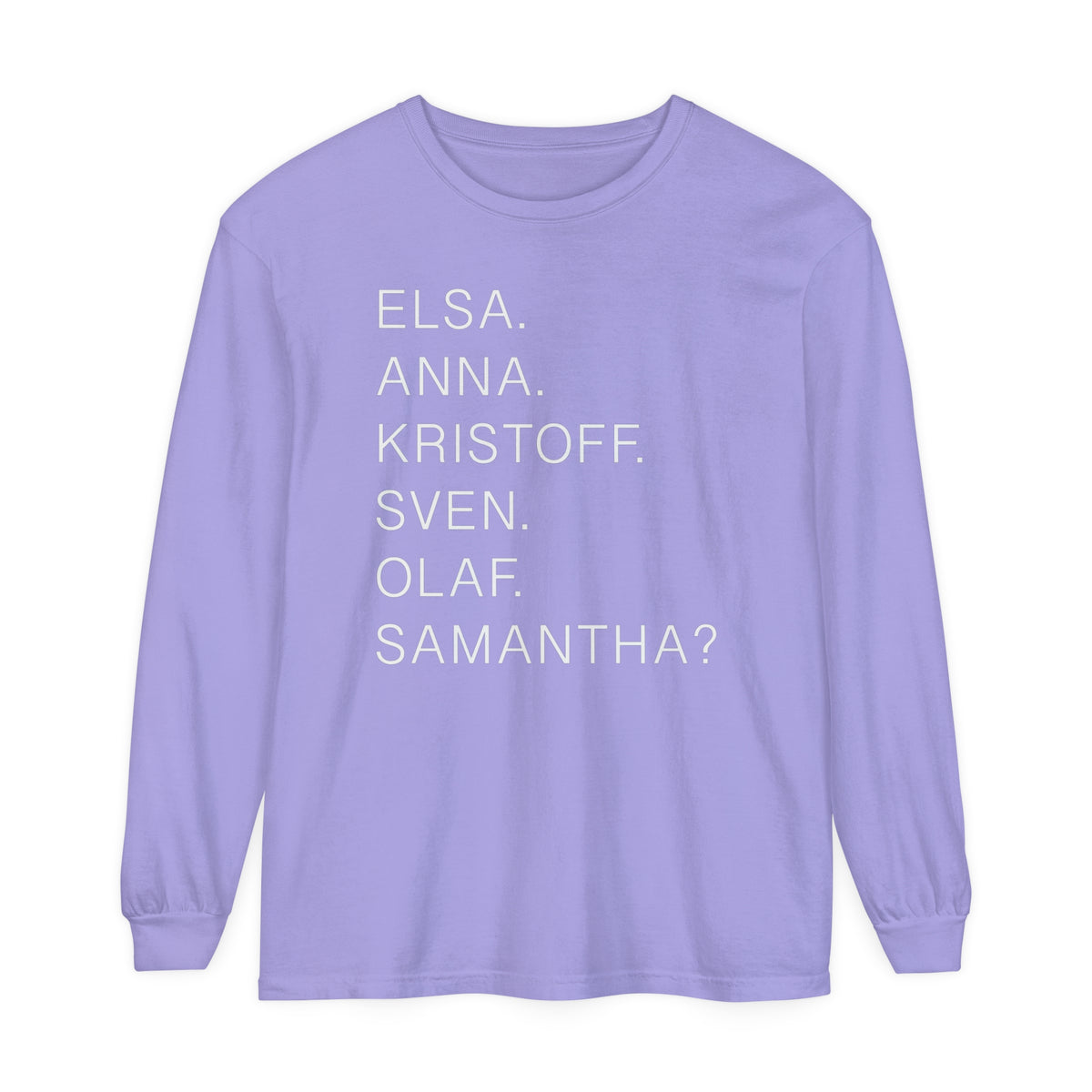 Frozen Character Names Comfort Colors Unisex Garment-dyed Long Sleeve T-Shirt