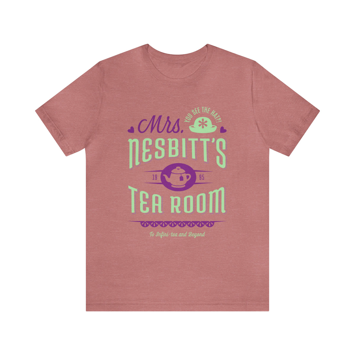 Mrs. Nesbitt’s Tea House Mint & Lavender Bella Canvas Unisex Jersey Short Sleeve Tee