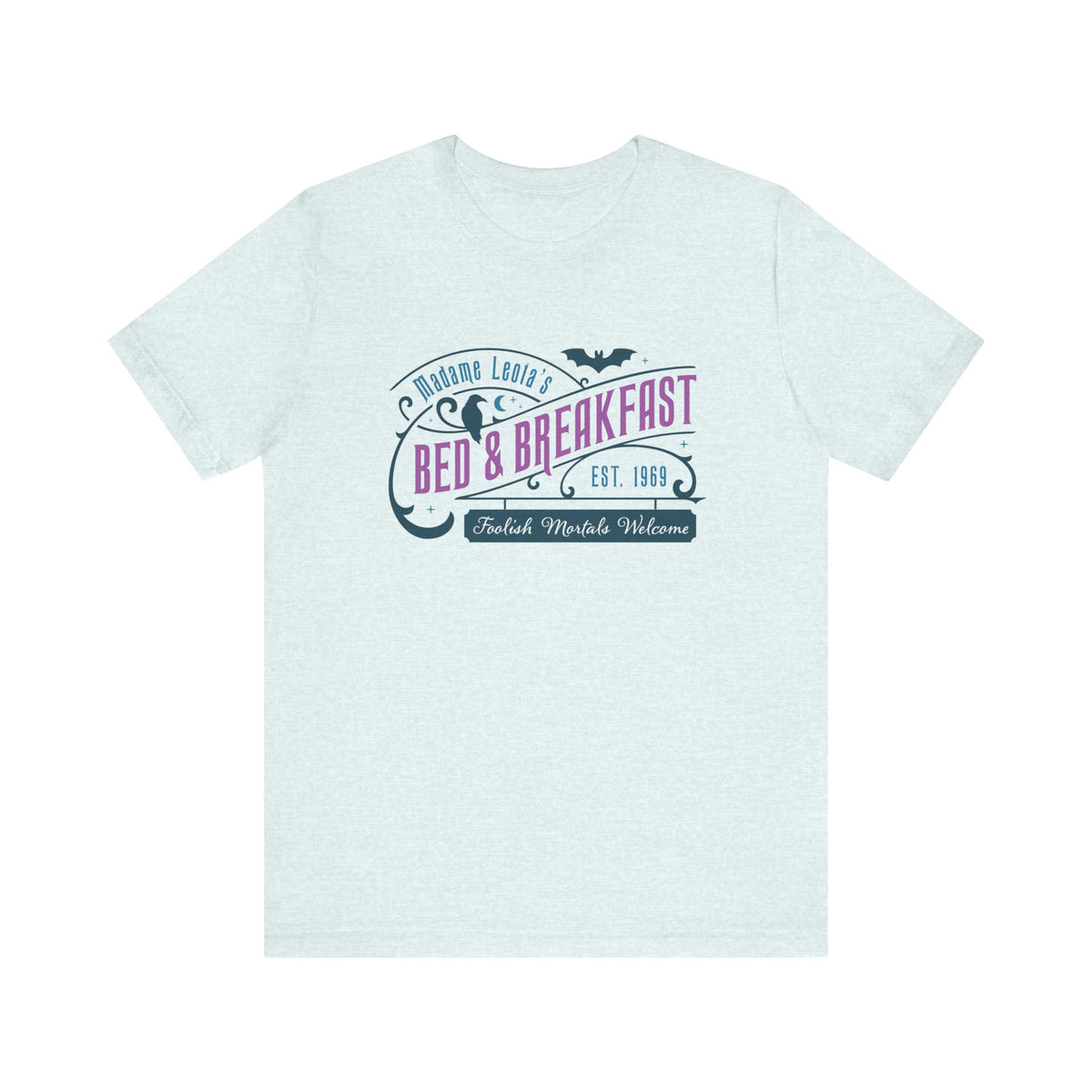 Madame Leota’s Bed and Breakfast Teal Bella Canvas Unisex Jersey Short Sleeve Tee