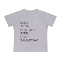 Frozen Character Names Bella Canvas Baby Short Sleeve T-Shirt