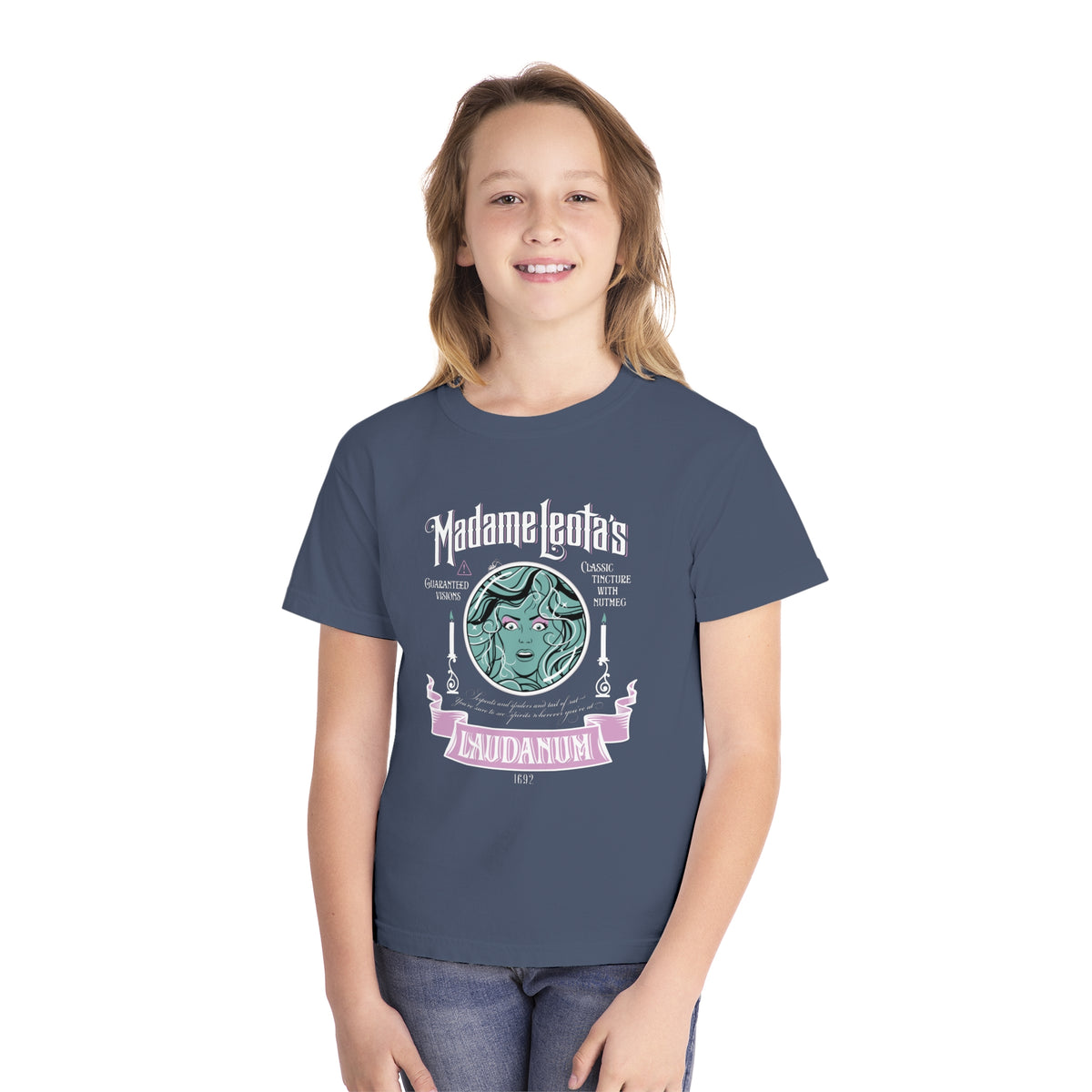 Madame Leota’s Laudanum Teal Comfort Colors Youth Midweight Tee