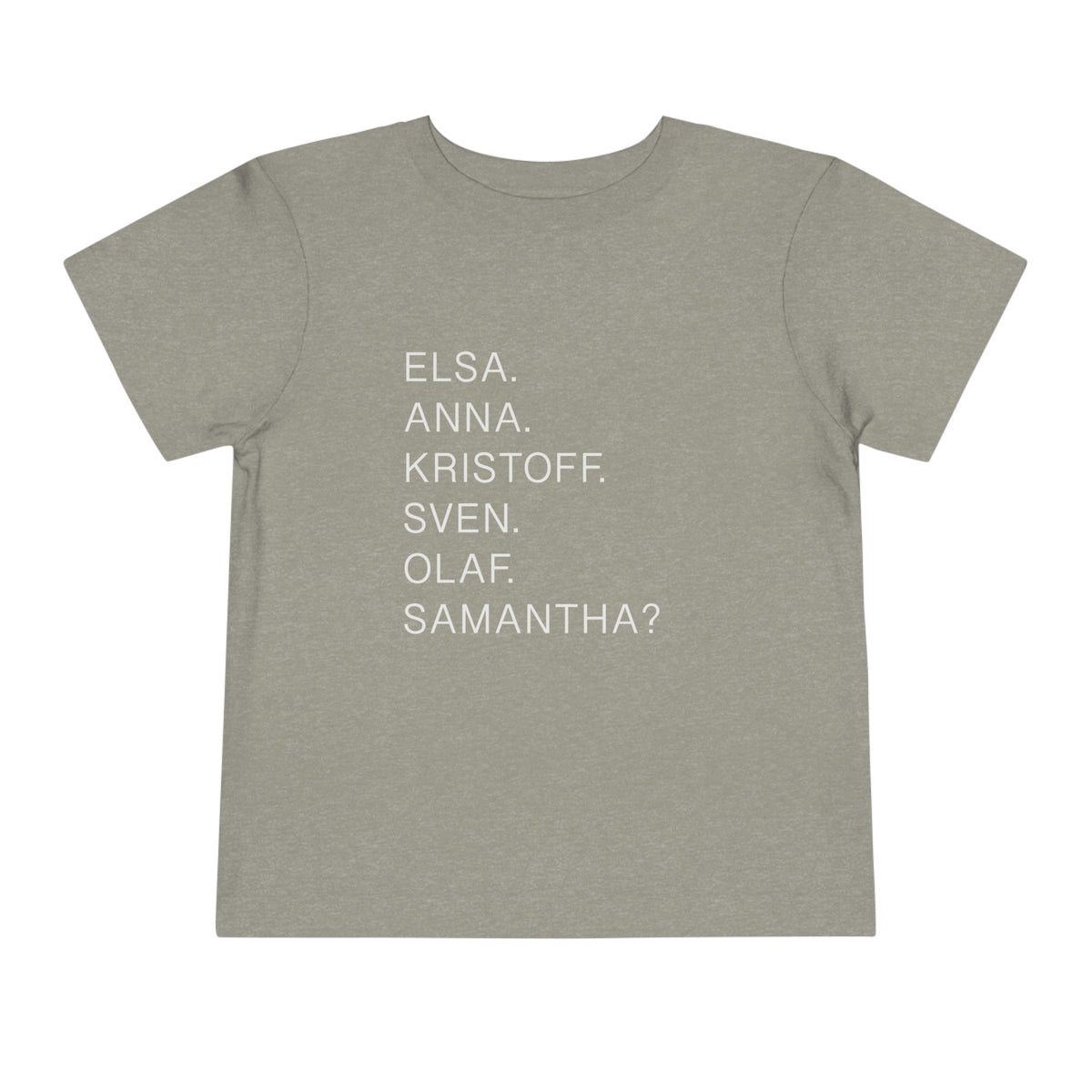 Frozen Character Names Bella Canvas Toddler Short Sleeve Tee