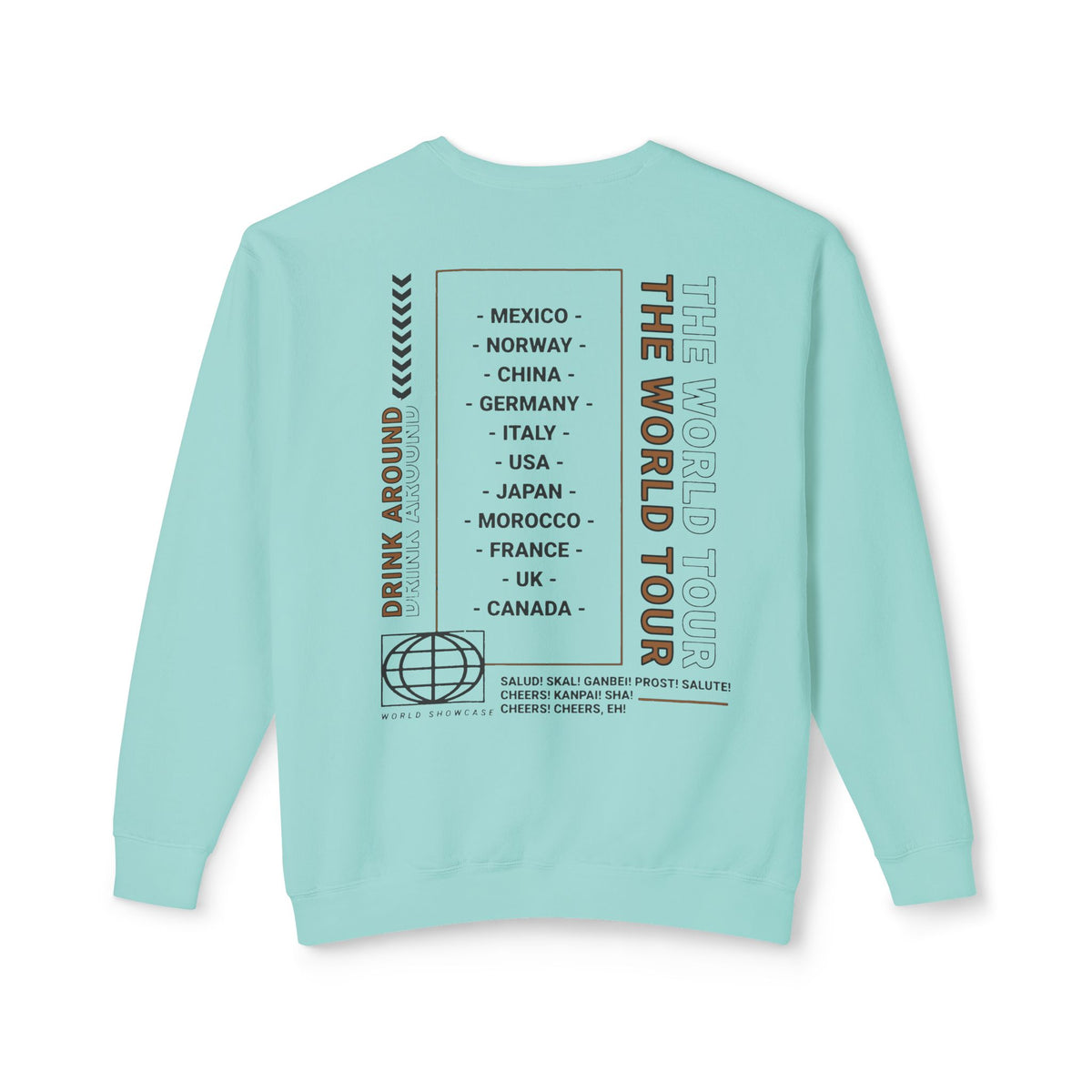 Drink Around the World Tour Unisex Lightweight Comfort Colors Crewneck Sweatshirt