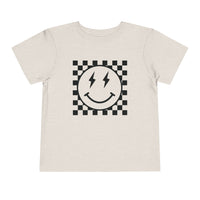 Retro Checkered Smile Bella Canvas Toddler Short Sleeve Tee