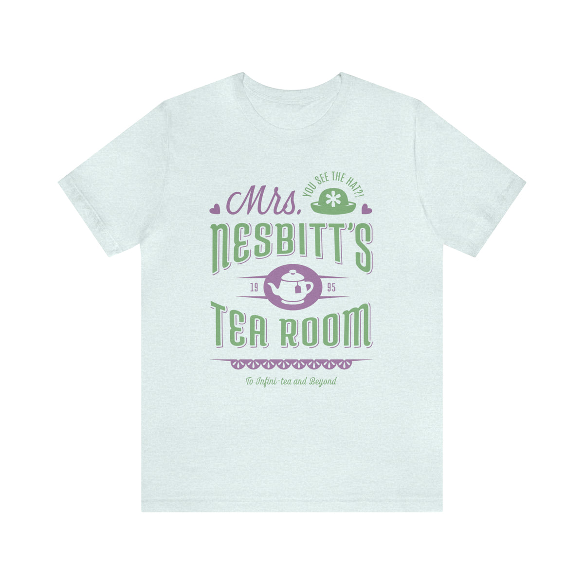 Mrs. Nesbitt’s Tea House Mint & Lavender Bella Canvas Unisex Jersey Short Sleeve Tee