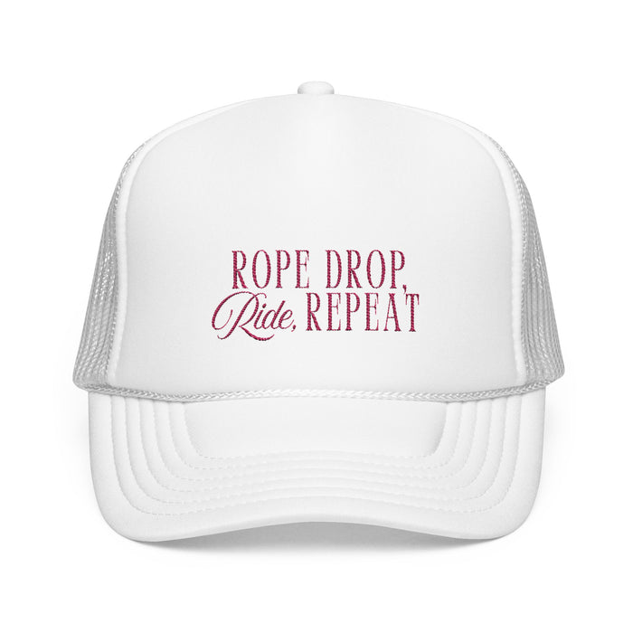 Rope Drop Ride Repeat Foam Trucker Hat - Perfect for Theme Park Lovers