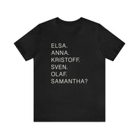 Frozen Character Names Bella Canvas Unisex Jersey Short Sleeve Tee