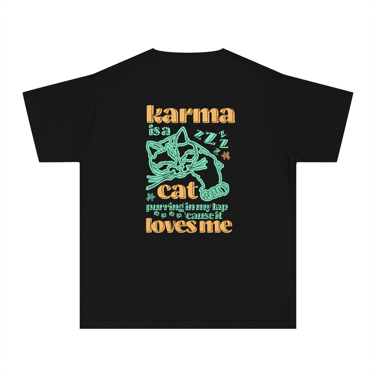 Karma Is A Cat Comfort Colors Youth Midweight Tee