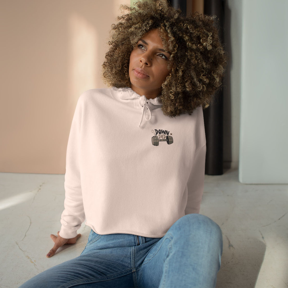 Down Bad Crying at the Gym Crop Hoodie
