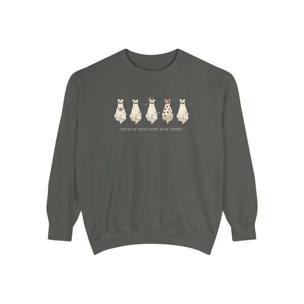 Trick or Treat Down Main Street Comfort Colors Unisex Garment-Dyed Sweatshirt