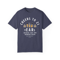 Cheers to 21 Years and Wearing Ears Comfort Colors Unisex Garment-Dyed T-shirt