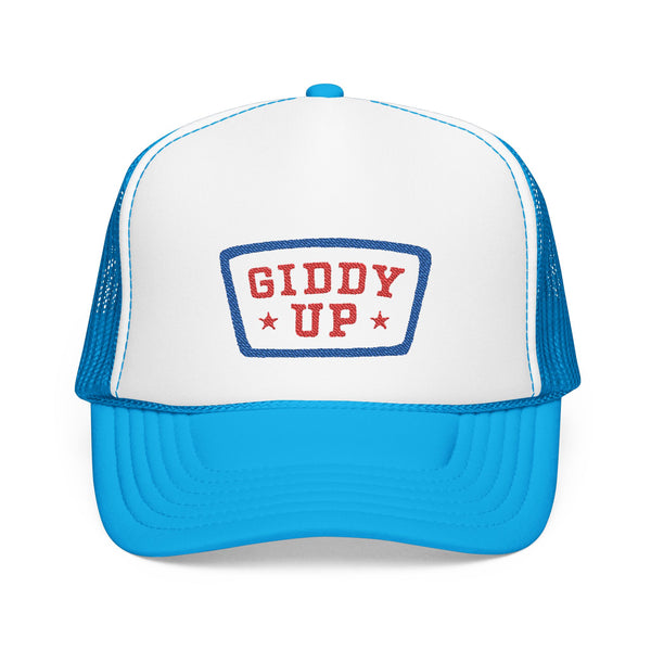 Giddy Up Foam Trucker Hat - Embroidered Blue