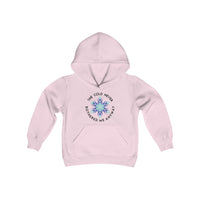 The Cold Never Bothered Me Anyway Gildan Youth Heavy Blend Hooded Sweatshirt