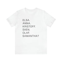 Frozen Character Names Bella Canvas Unisex Jersey Short Sleeve Tee