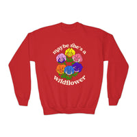 Maybe She’s A Wildflower Gildan Youth Crewneck Sweatshirt