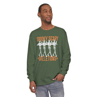 Spooky Scary Skeletons Comfort Colors Unisex Garment-dyed Long Sleeve T-Shirt