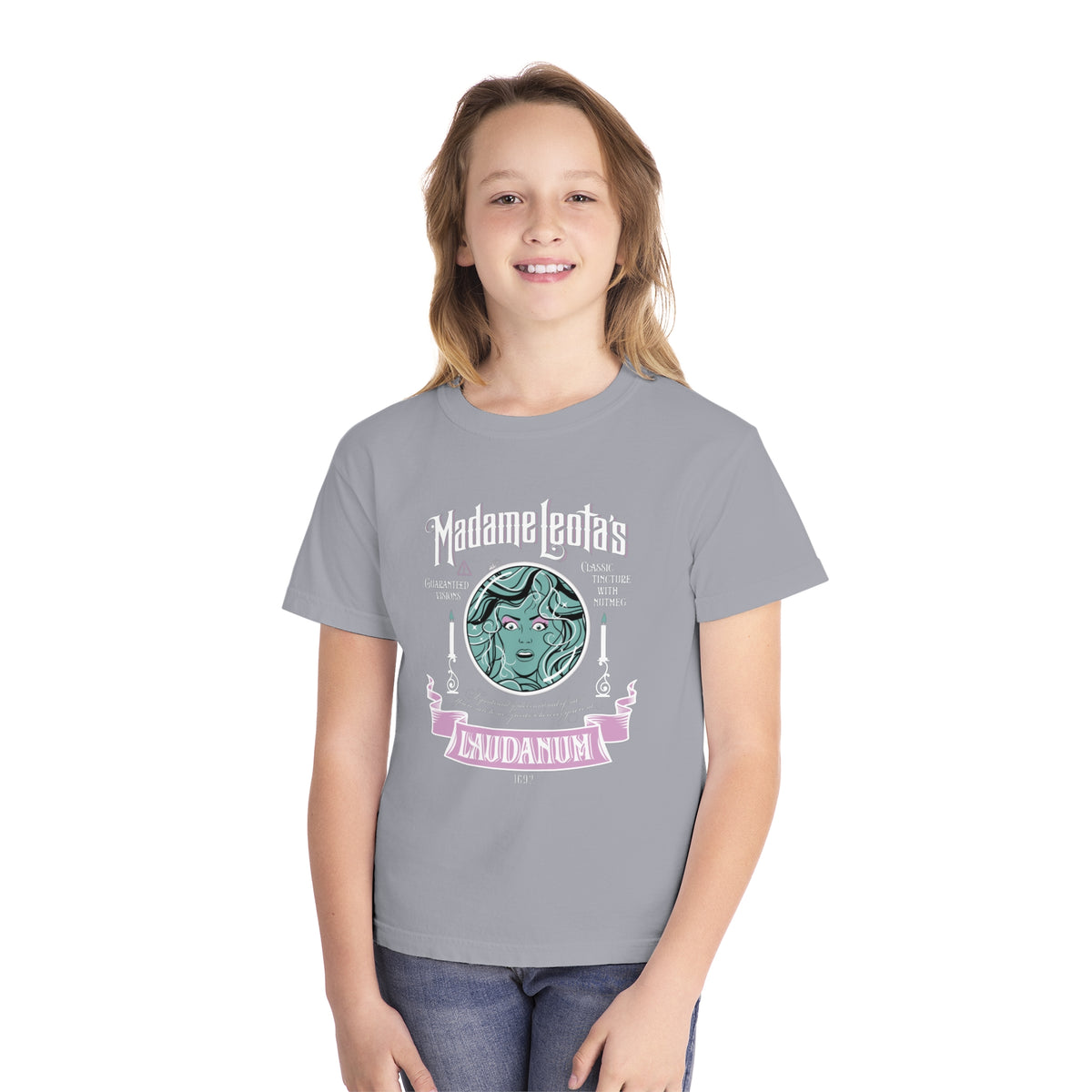Madame Leota’s Laudanum Teal Comfort Colors Youth Midweight Tee