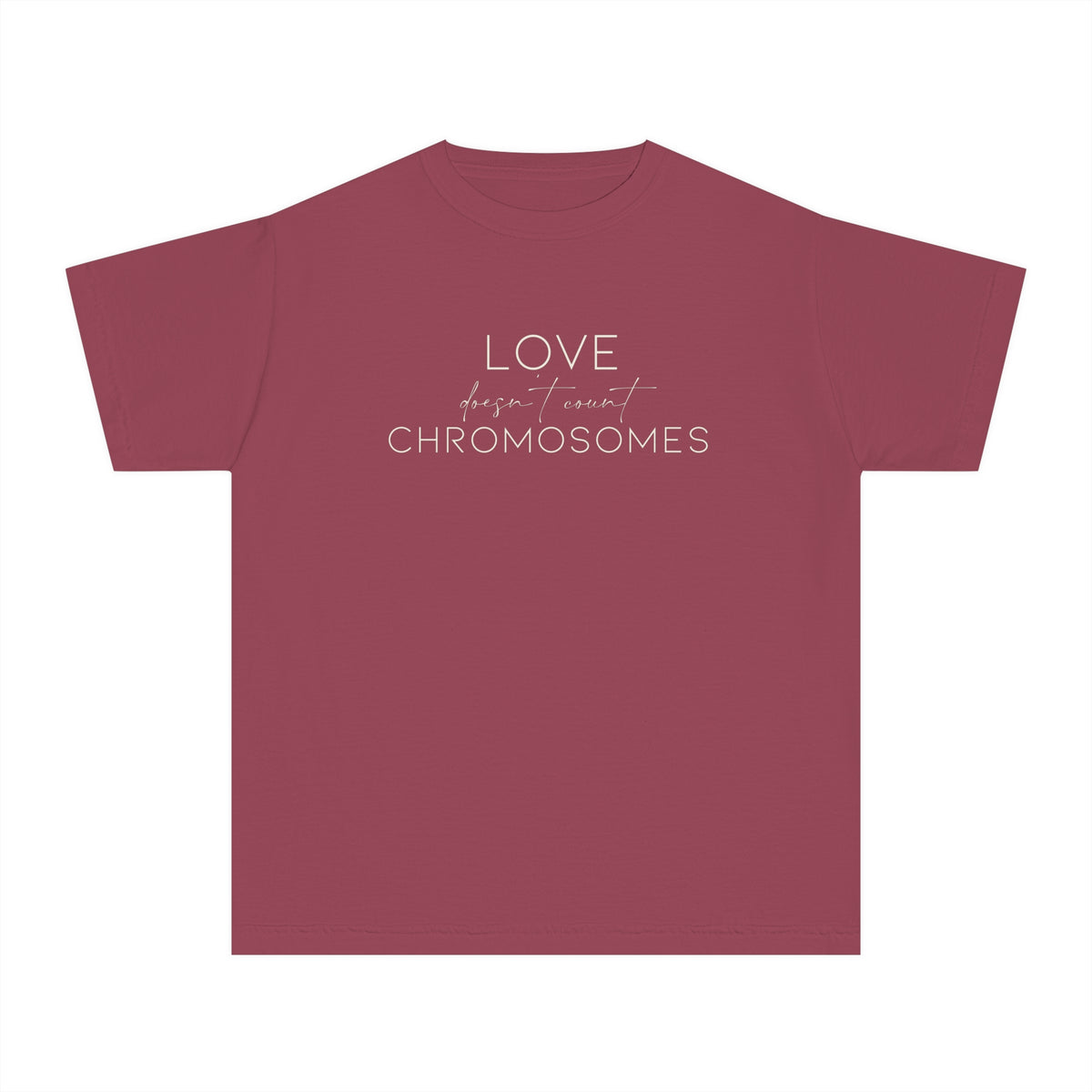 Love Doesn’t Count Chromosomes Comfort Colors Youth Midweight Tee