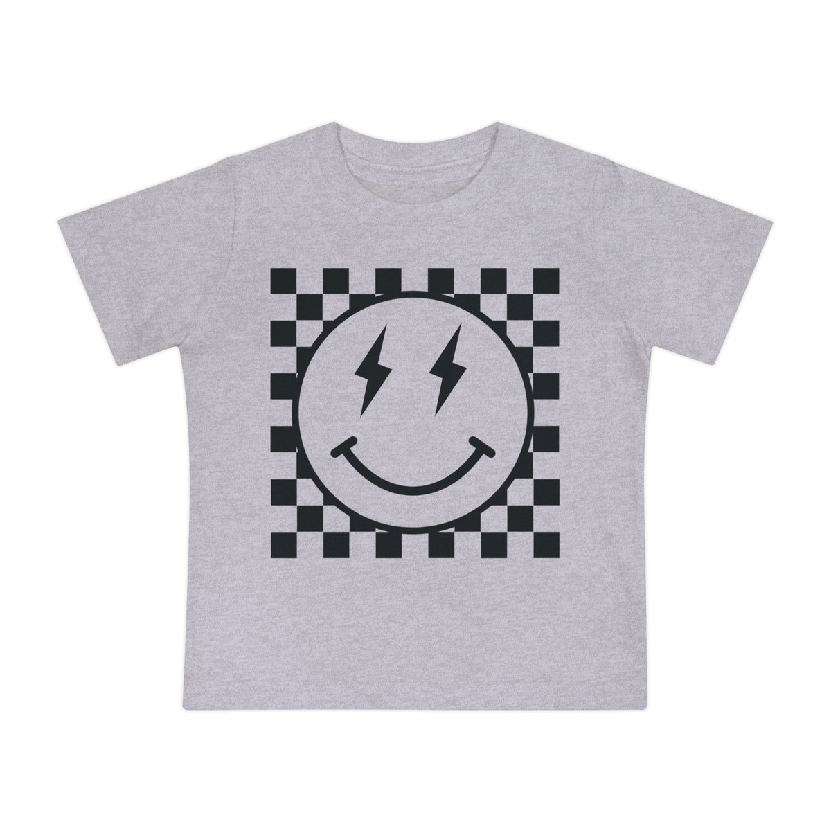 Retro Checkered Smile Bella Canvas Baby Short Sleeve T-Shirt