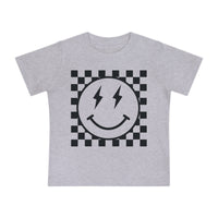 Retro Checkered Smile Bella Canvas Baby Short Sleeve T-Shirt