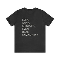 Frozen Character Names Bella Canvas Unisex Jersey Short Sleeve Tee