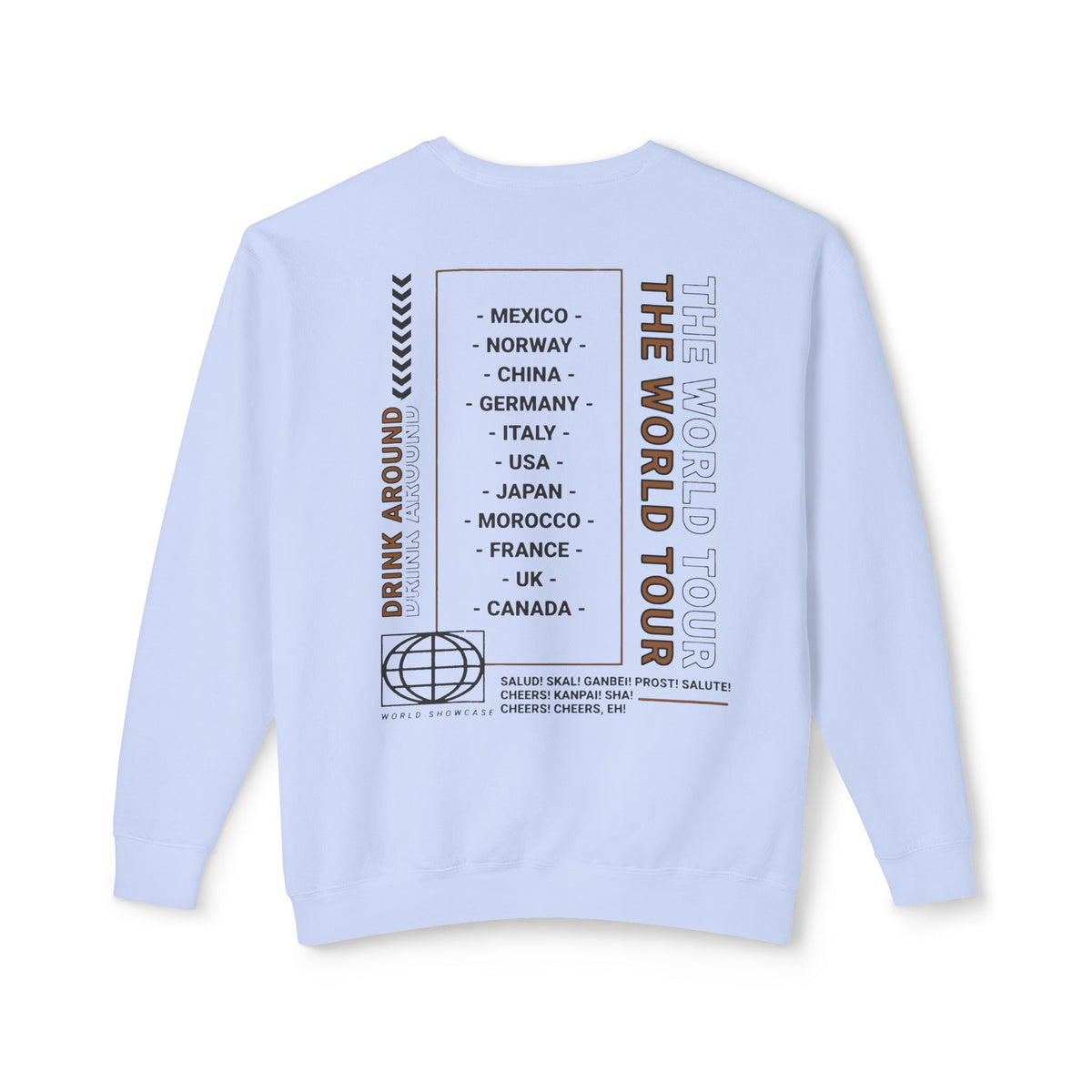 Drink Around the World Tour Unisex Lightweight Comfort Colors Crewneck Sweatshirt