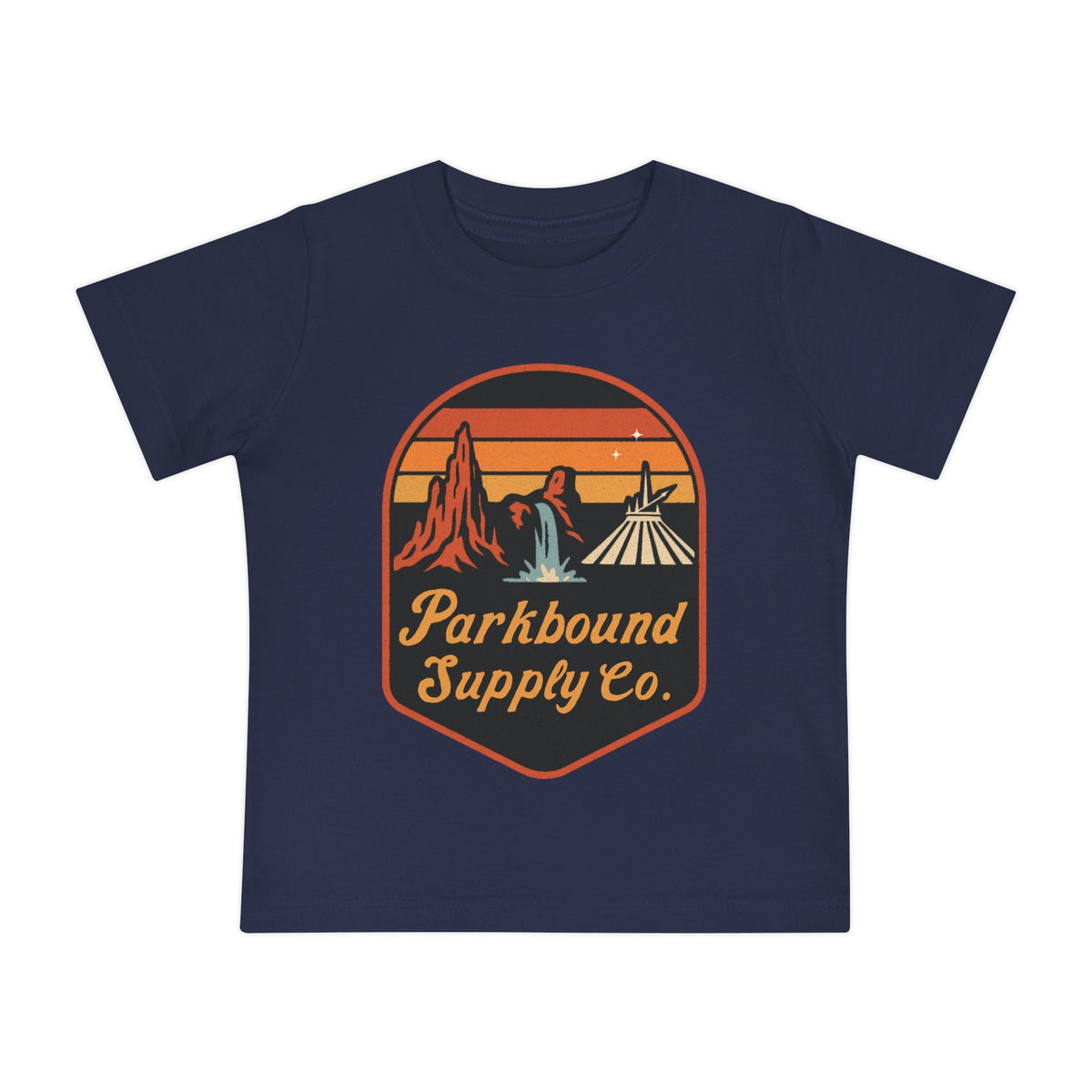 Triple Mountain Badge Bella Canvas Baby Short Sleeve T-Shirt
