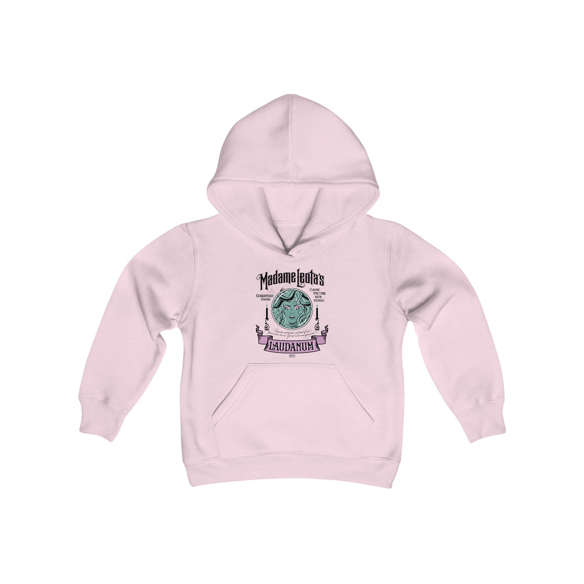 Madame Leota’s Laudanum Teal Gildan Youth Heavy Blend Hooded Sweatshirt