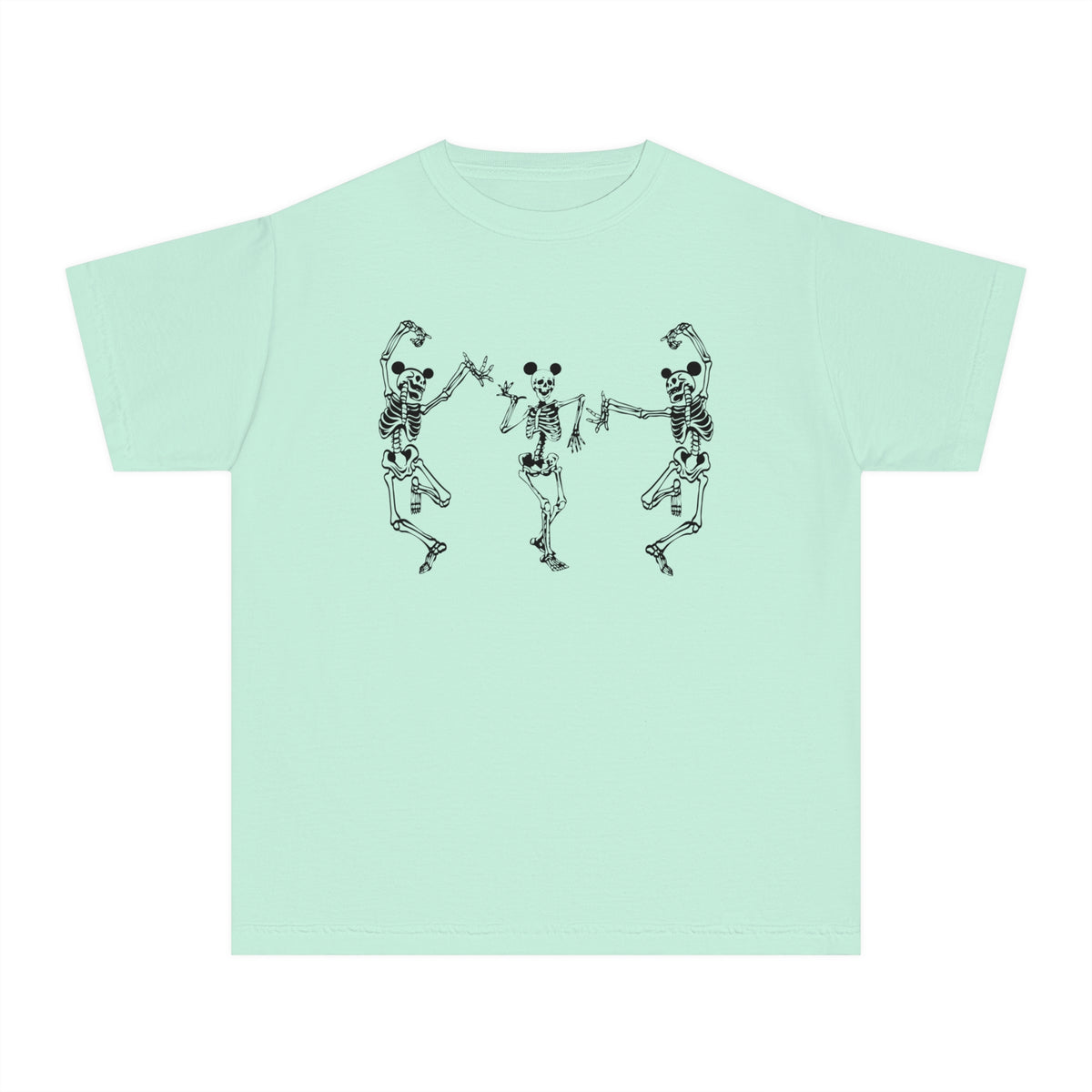 Dancing Skeletons with Ears Comfort Colors Youth Midweight Tee