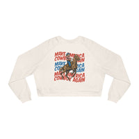 Make America Cowboy Again Bella Canvas Women's Cropped Fleece Pullover