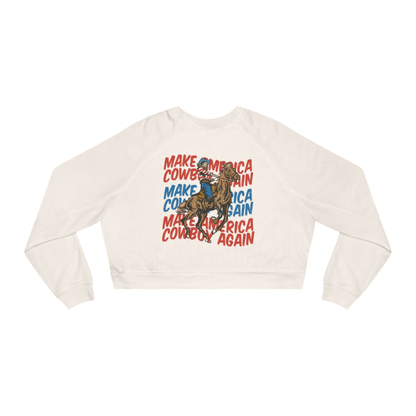 Make America Cowboy Again Bella Canvas Women's Cropped Fleece Pullover