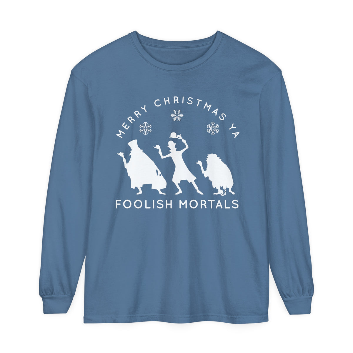 Merry Christmas Ya Foolish Mortals Comfort Colors Unisex Garment-dyed Long Sleeve T-Shirt
