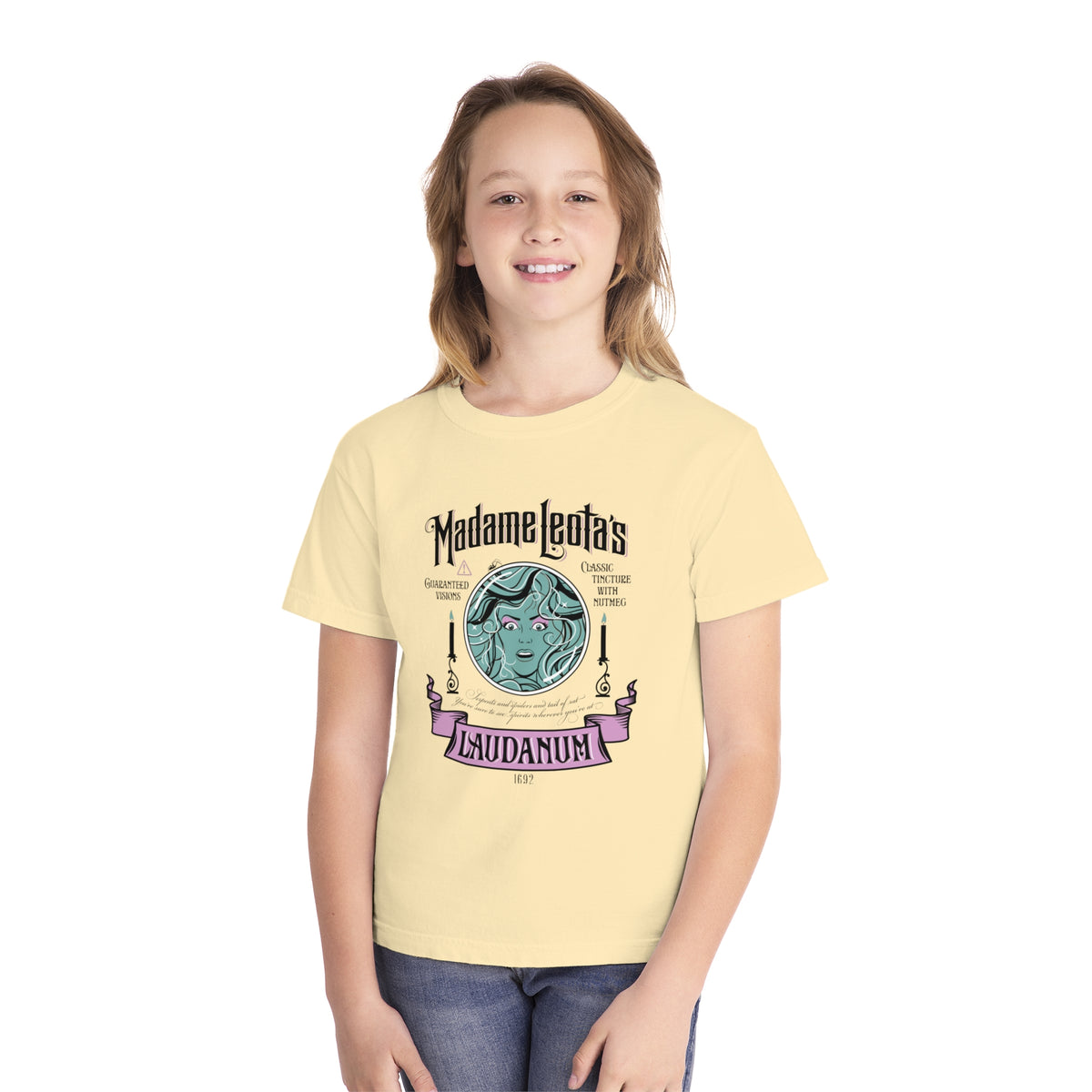 Madame Leota’s Laudanum Teal Comfort Colors Youth Midweight Tee