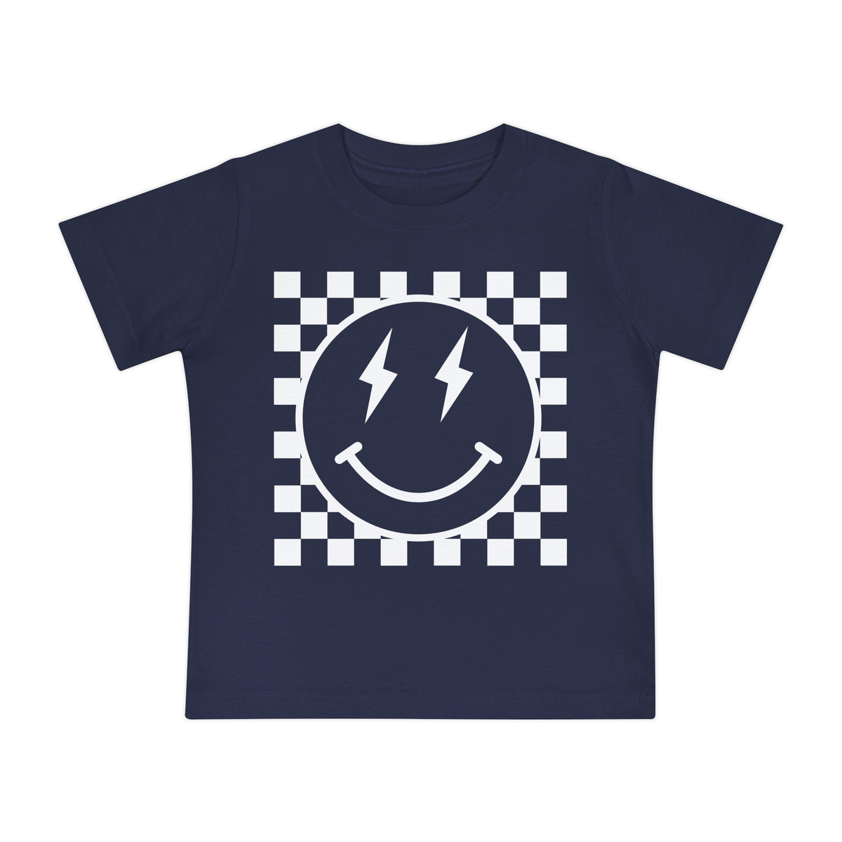 Retro Checkered Smile Bella Canvas Baby Short Sleeve T-Shirt