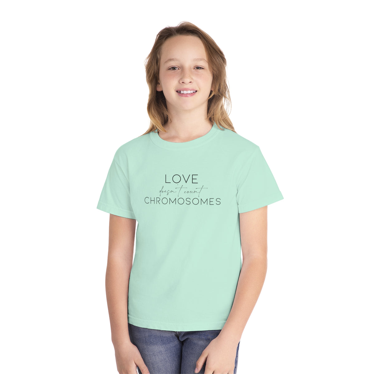 Love Doesn’t Count Chromosomes Comfort Colors Youth Midweight Tee