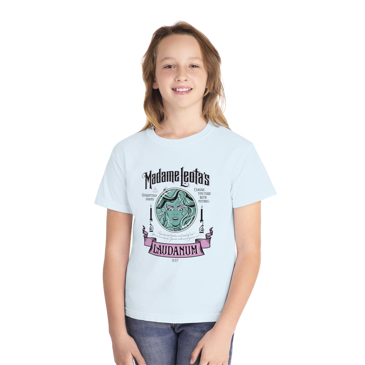 Madame Leota’s Laudanum Teal Comfort Colors Youth Midweight Tee