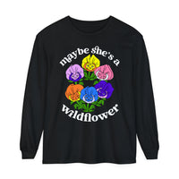 Maybe She’s A Wildflower Comfort Colors Unisex Garment-dyed Long Sleeve T-Shirt