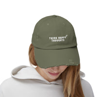 Think Happy Thoughts Unisex Distressed Cap