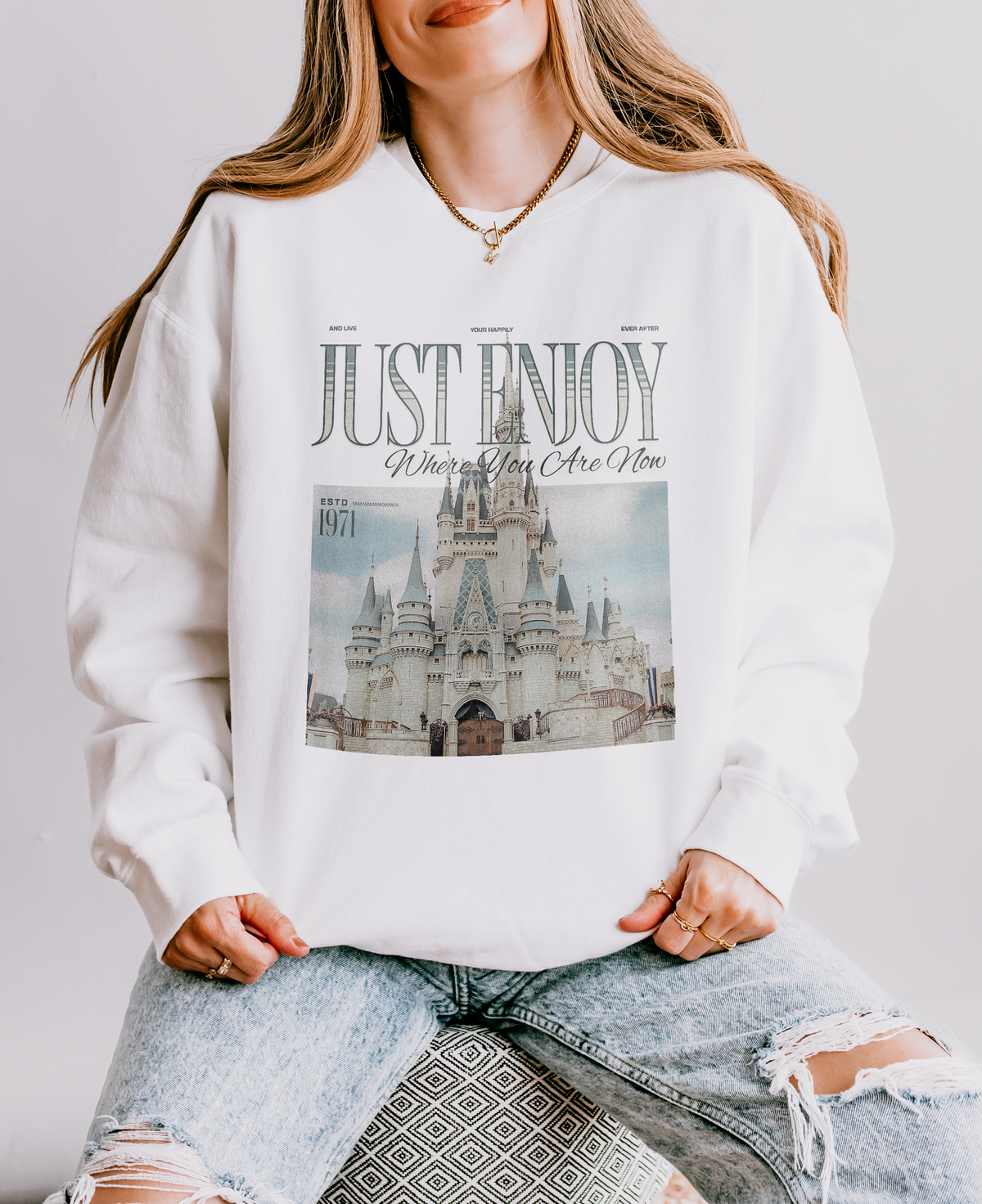 Just Enjoy Where You Are Now Unisex Lightweight Comfort Colors Crewneck Sweatshirt