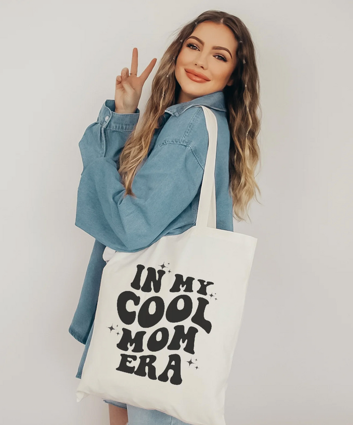 In My Cool Mom Era Cotton Canvas Tote Bag