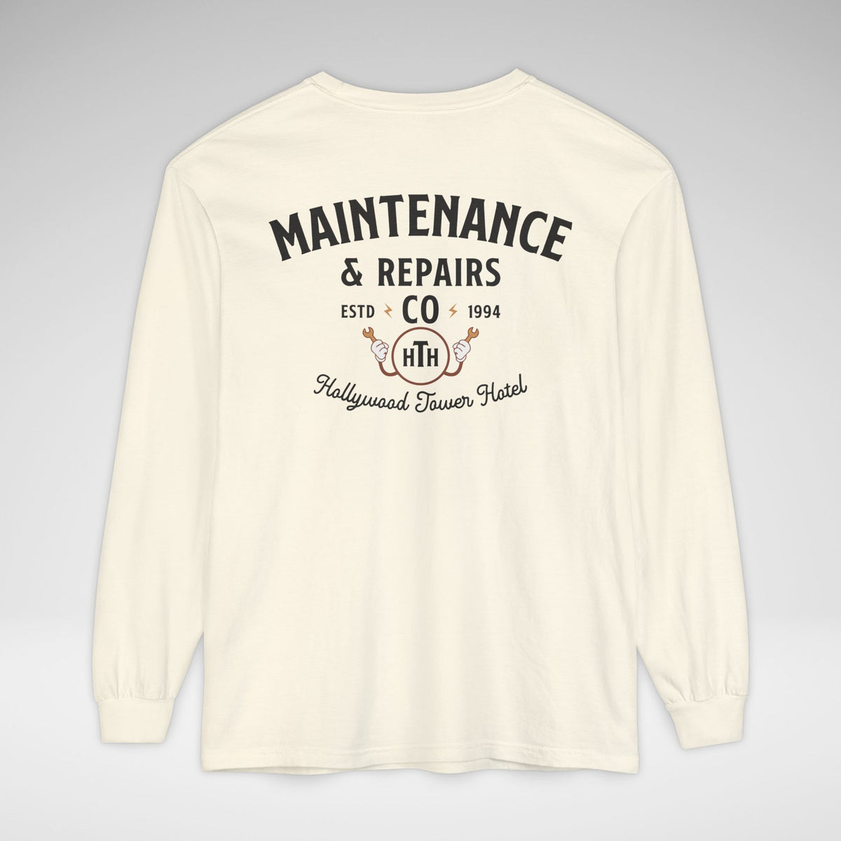 Hollywood Tower Hotel Maintenance & Repairs Comfort Colors Unisex Garment-dyed Long Sleeve T-Shirt