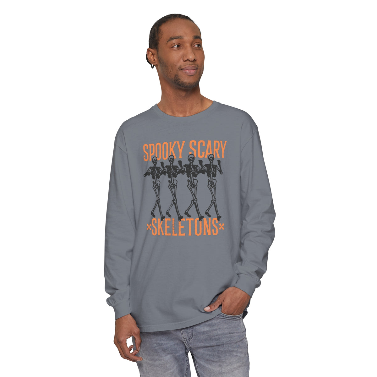 Spooky Scary Skeletons Comfort Colors Unisex Garment-dyed Long Sleeve T-Shirt