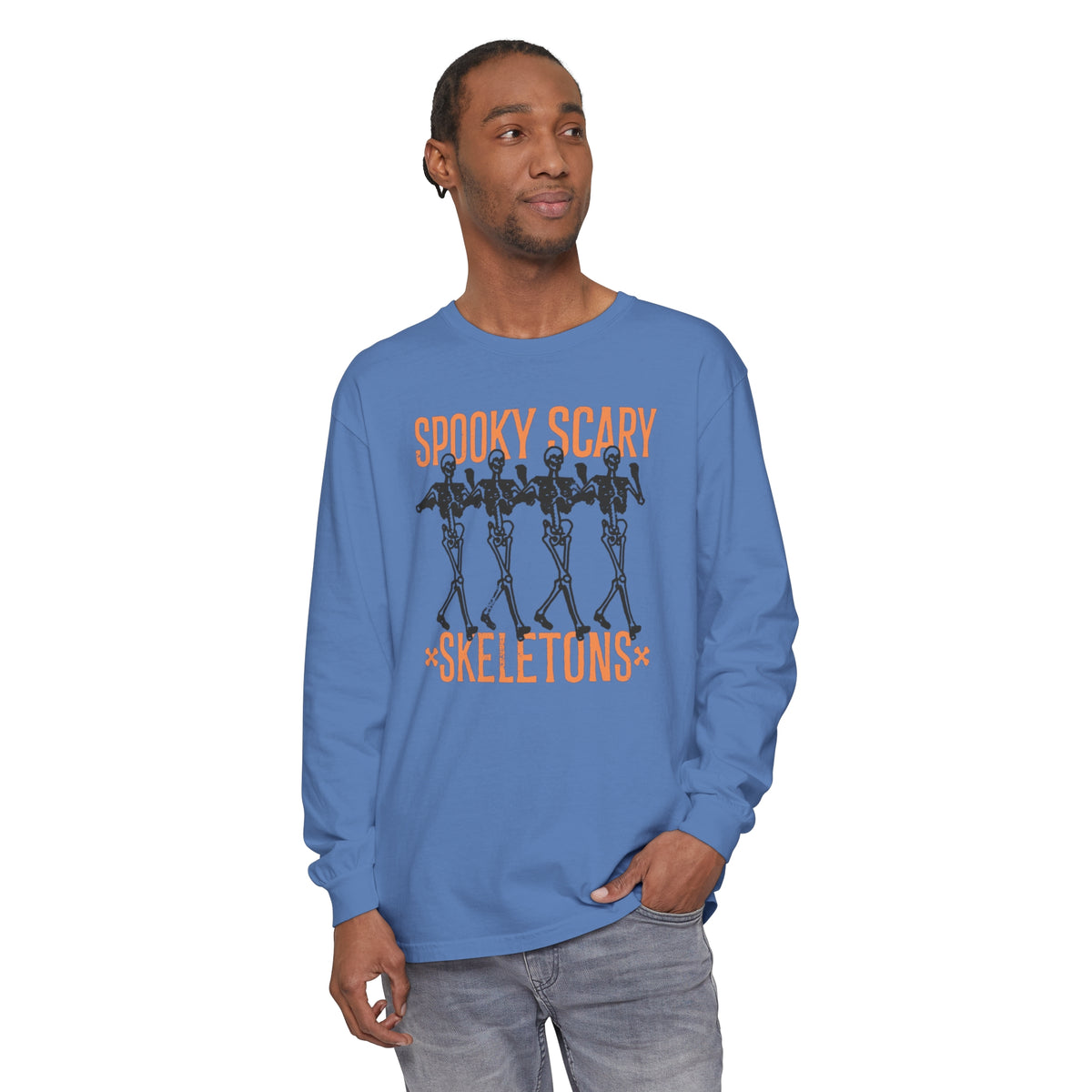 Spooky Scary Skeletons Comfort Colors Unisex Garment-dyed Long Sleeve T-Shirt