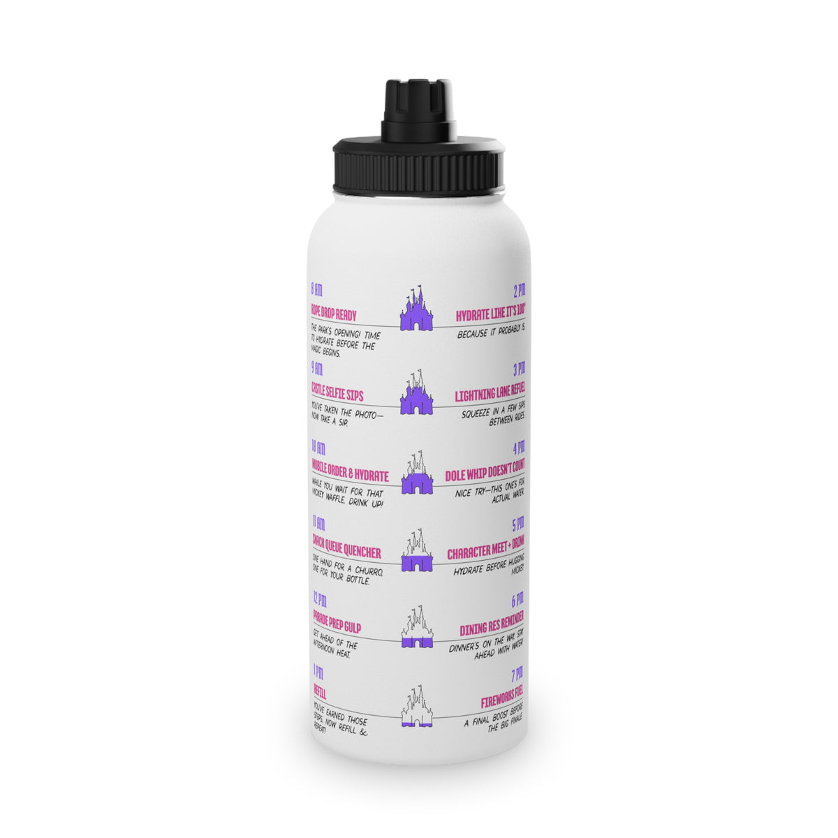 Park Day Hydration Tracker Stainless Steel Water Bottle with Sports Lid