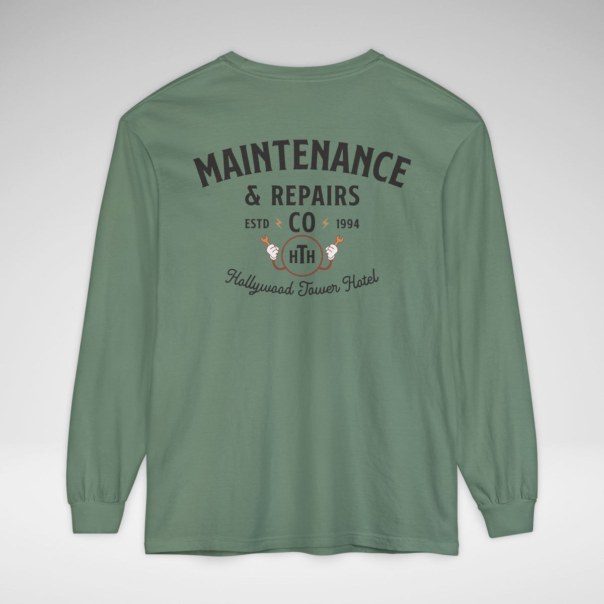 Hollywood Tower Hotel Maintenance & Repairs Comfort Colors Unisex Garment-dyed Long Sleeve T-Shirt